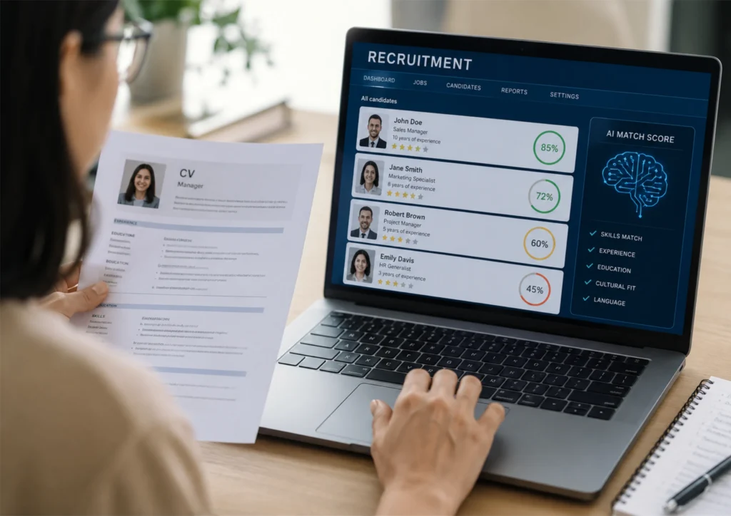 Femme qui recrute et qui s'assure que son logiciel RH ne dispose pas de biais